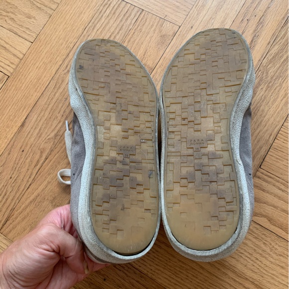 Zara - Grey Leather Sneakers - size 8/39 - Picture 11 of 12